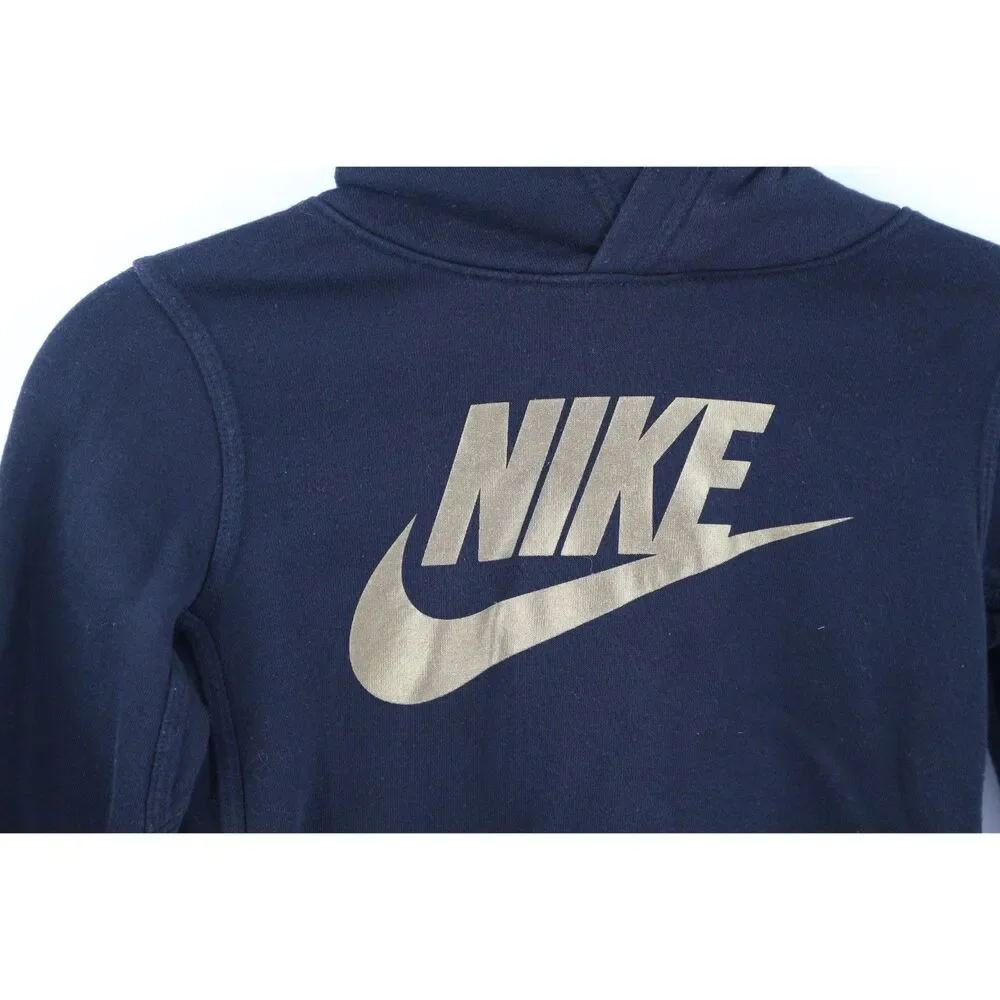 Nike Girls Gold and Black Hoodie Sweatshirt Size 5-6 Metallic